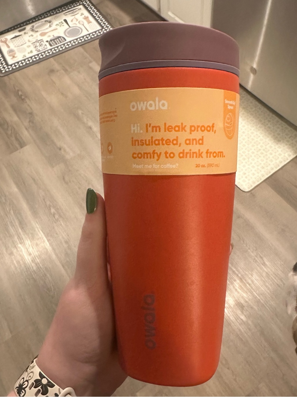 Owala Insulated Travel Mug 20oz - Orange with Mauve Lid